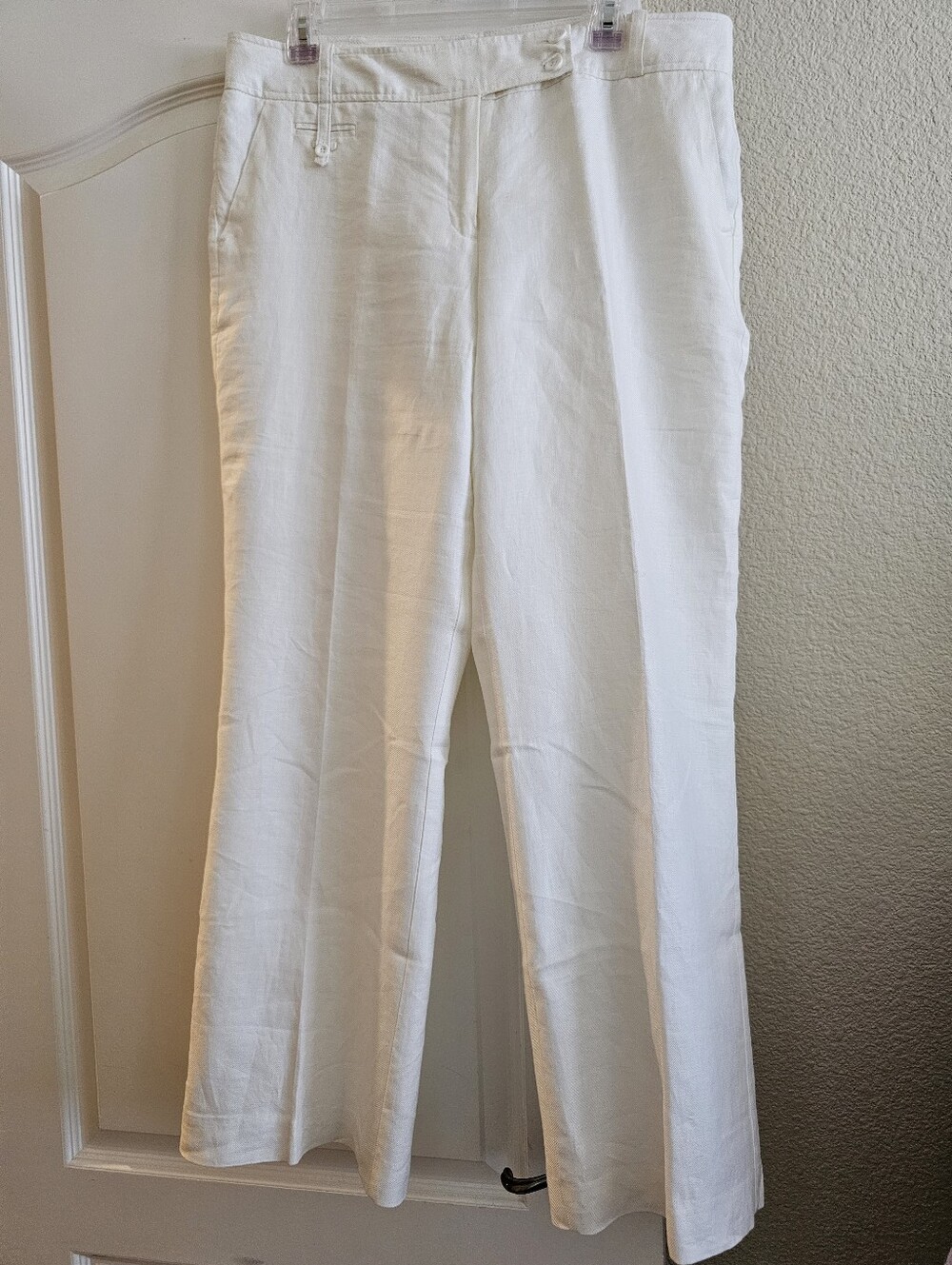 Worthington White Wide-Leg Linen-Blend Pants